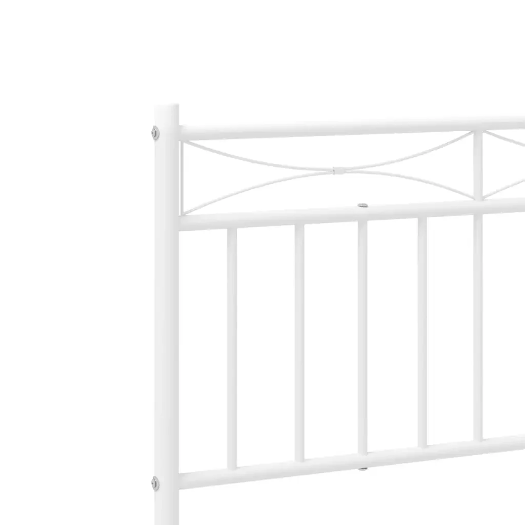 Letto singolo | Letto per adulti | Giroletto con Testiera e Pediera Metallo Bianco 90x200 cm - Image 8