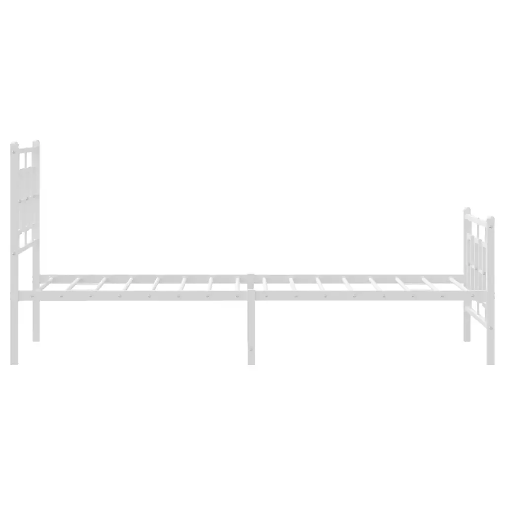 Letto singolo | Letto per adulti | Giroletto con Testiera e Pediera Metallo Bianco 90x200 cm - Image 6