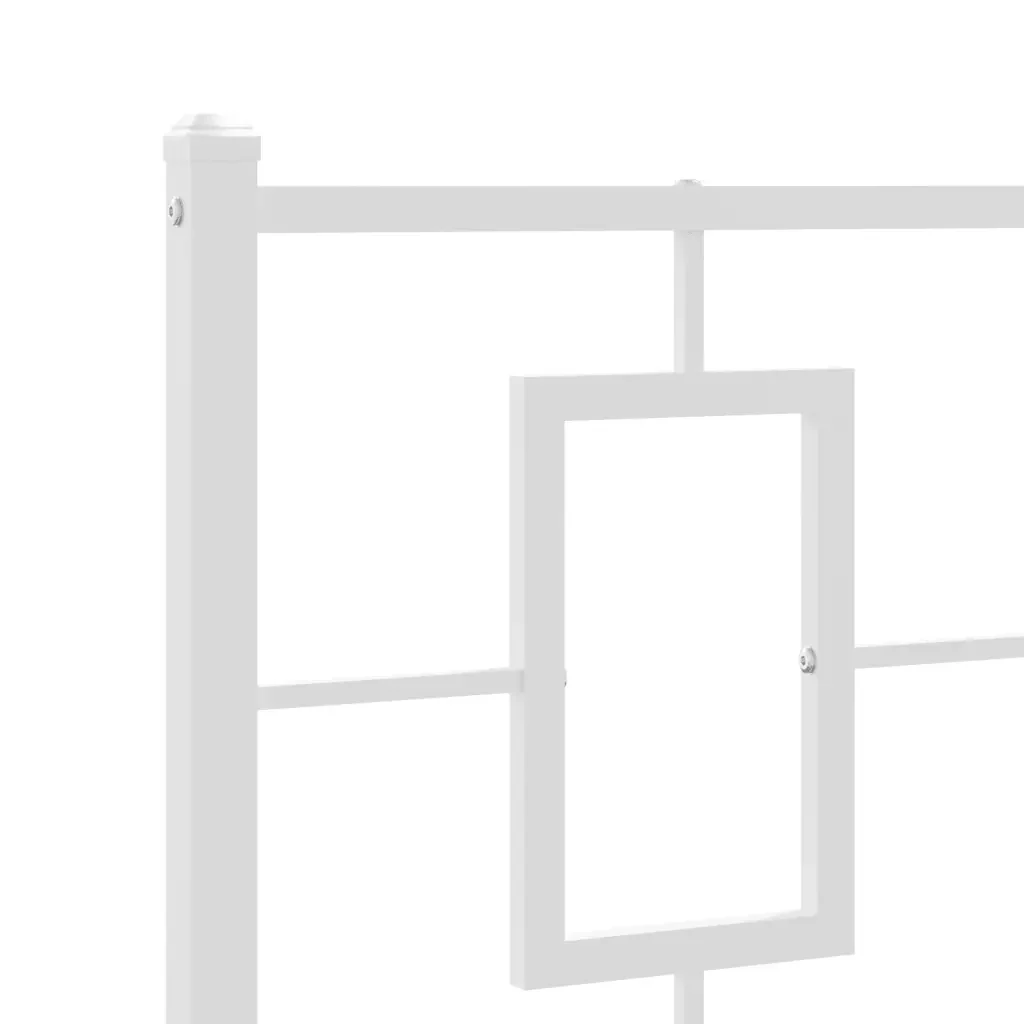 Letto singolo | Letto per adulti | Giroletto con Testiera e Pediera Metallo Bianco 90x200 cm - Image 8