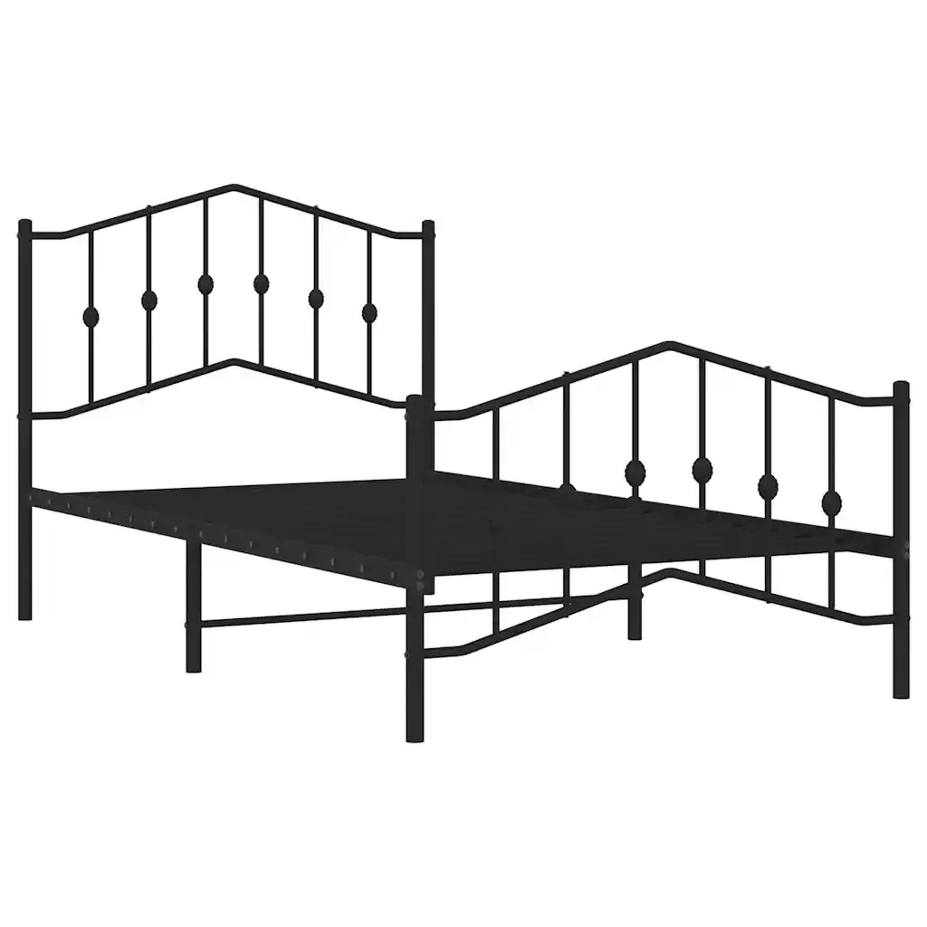 Letto singolo | Letto per adulti | Giroletto con Testiera e Pediera Metallo Nero 100x190 cm - Image 5