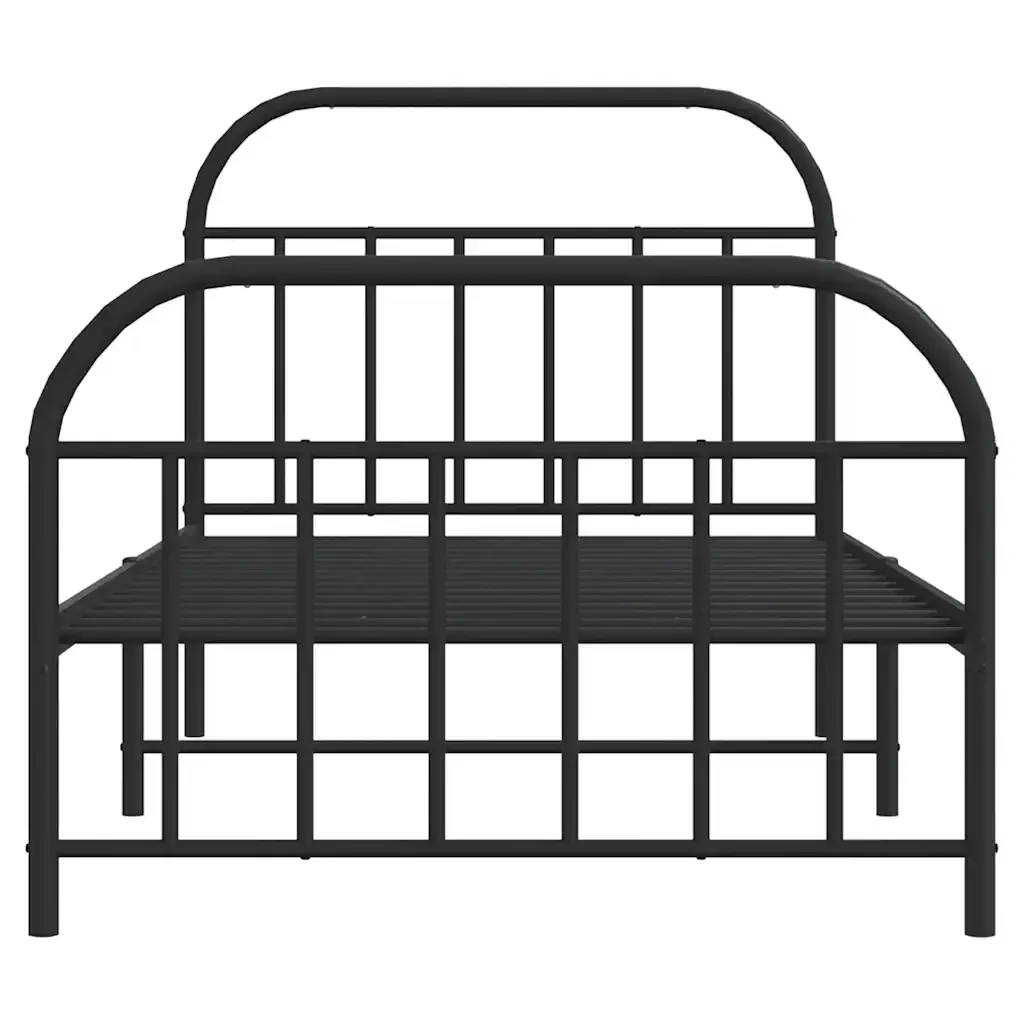 Letto singolo | Letto per adulti | Giroletto con Testiera e Pediera Metallo Nero 100x190 cm - Image 6