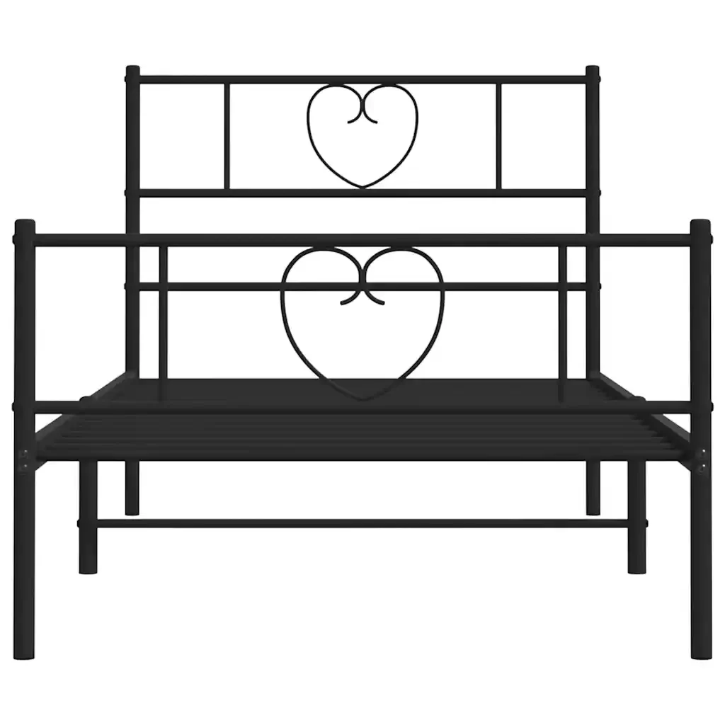Letto singolo | Letto per adulti | Giroletto con Testiera e Pediera Metallo Nero 100x190 cm - Image 6