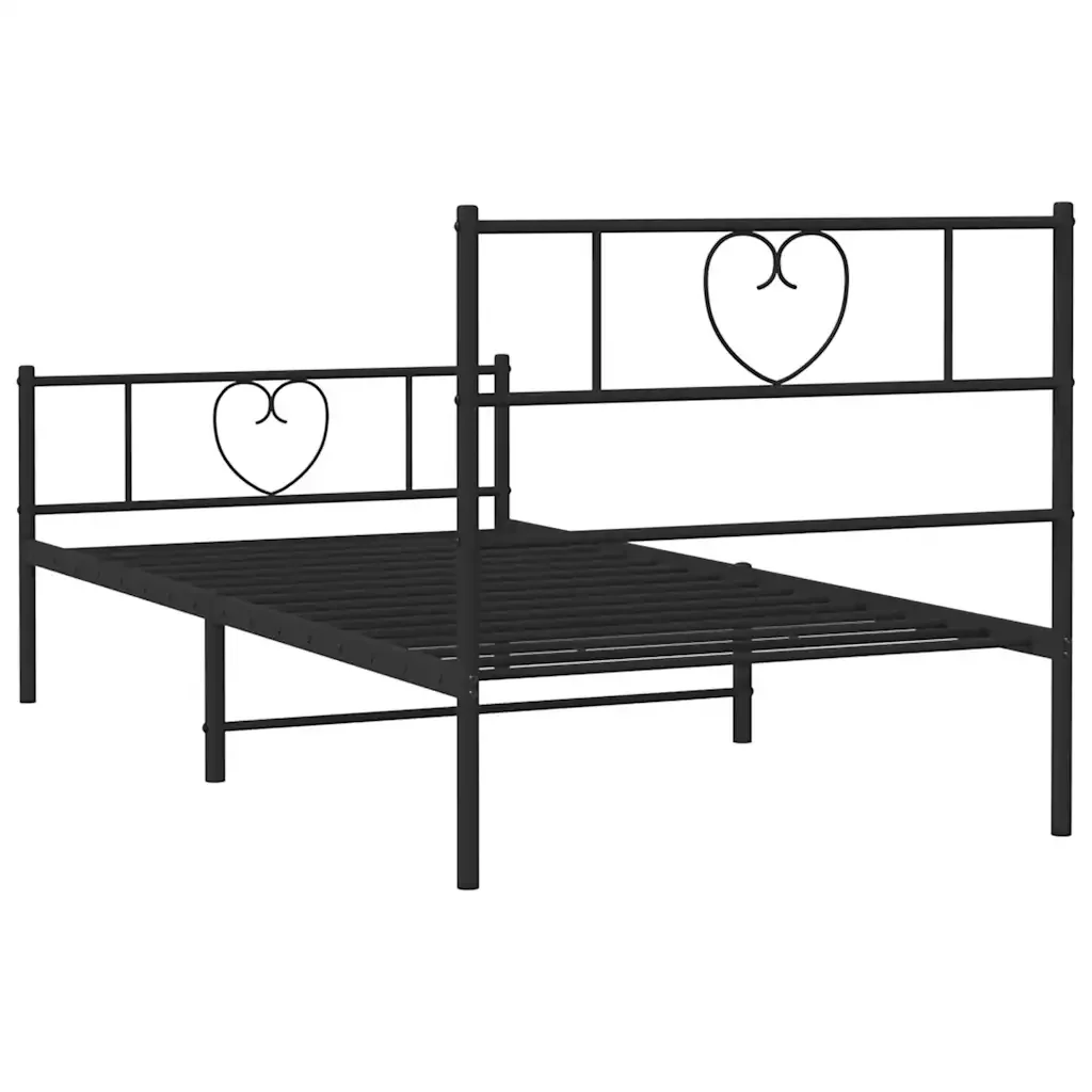 Letto singolo | Letto per adulti | Giroletto con Testiera e Pediera Metallo Nero 100x190 cm - Image 8
