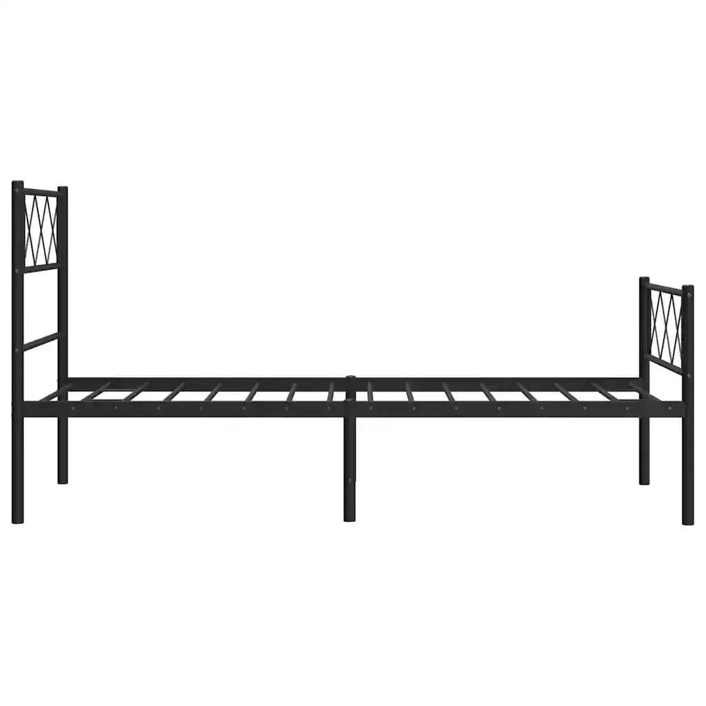 Letto singolo | Letto per adulti | Giroletto con Testiera e Pediera Metallo Nero 100x190 cm - Image 7