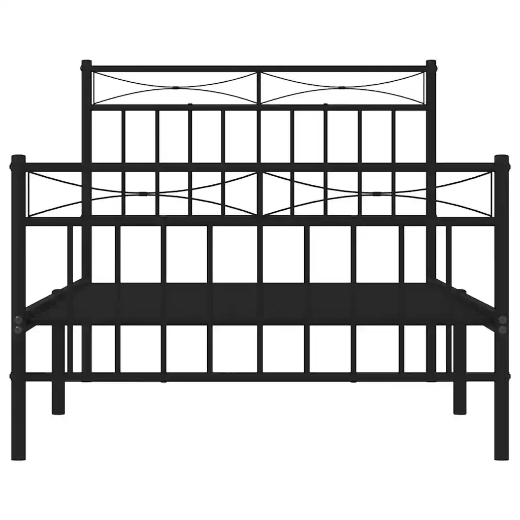 Letto singolo | Letto per adulti | Giroletto con Testiera e Pediera Metallo Nero 100x190 cm - Image 6