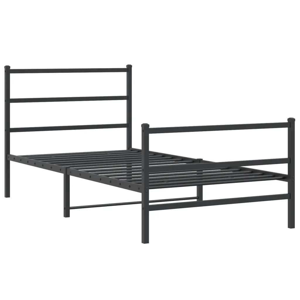 Letto singolo | Letto per adulti | Giroletto con Testiera e Pediera Metallo Nero 100x200 cm - Image 4