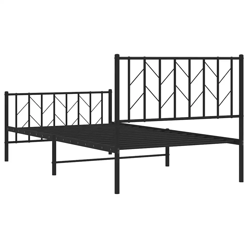 Letto singolo | Letto per adulti | Giroletto con Testiera e Pediera Metallo Nero 100x200 cm - Image 8
