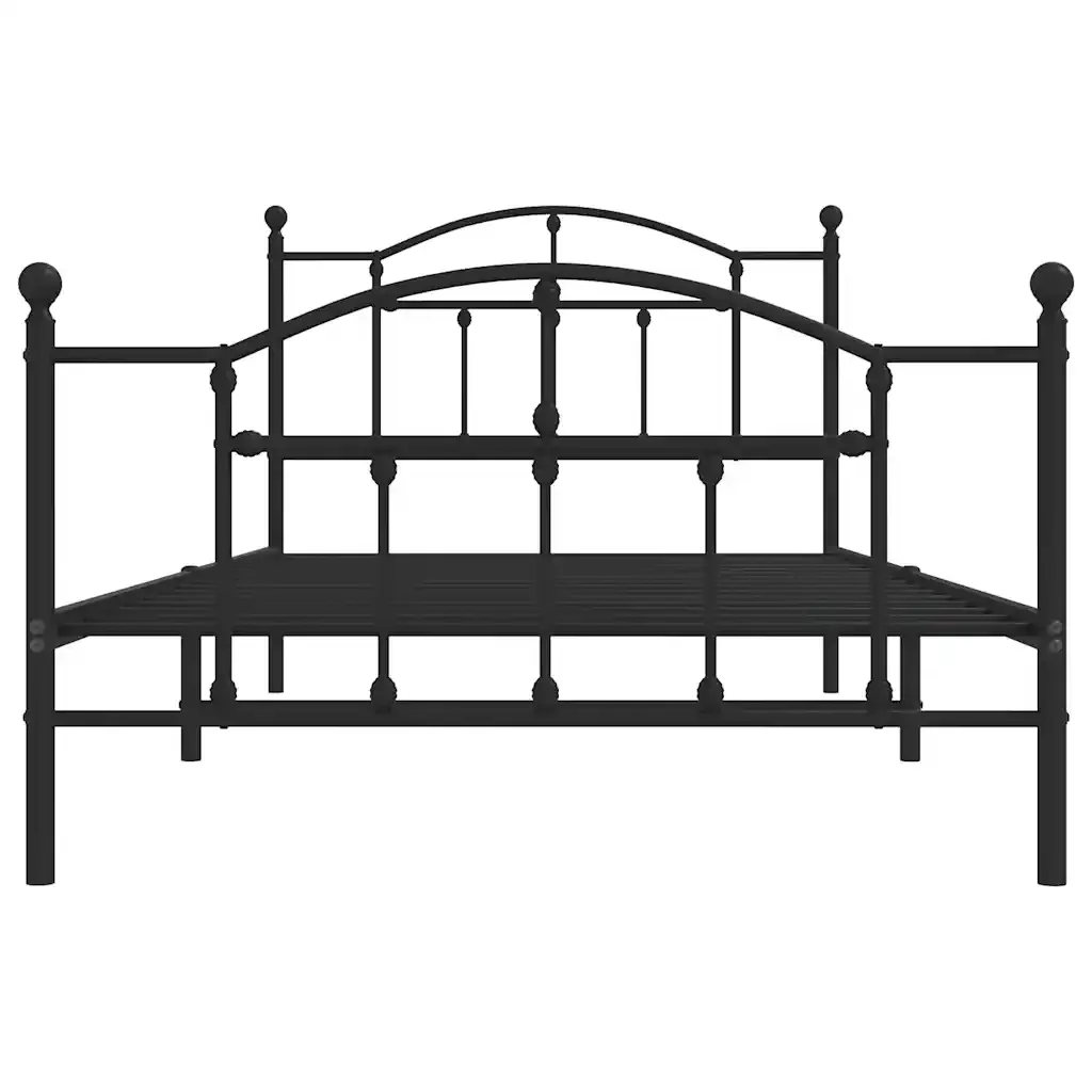 Letto singolo | Letto per adulti | Giroletto con Testiera e Pediera Metallo Nero 100x200 cm - Image 6