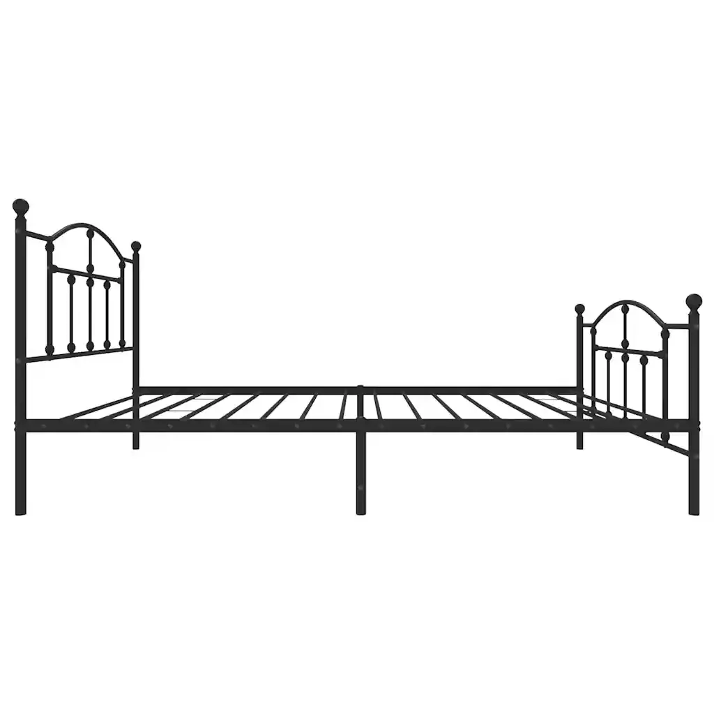 Letto singolo | Letto per adulti | Giroletto con Testiera e Pediera Metallo Nero 100x200 cm - Image 7
