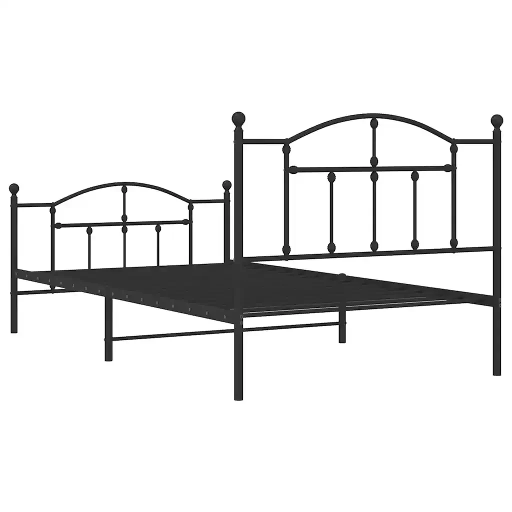 Letto singolo | Letto per adulti | Giroletto con Testiera e Pediera Metallo Nero 100x200 cm - Image 8