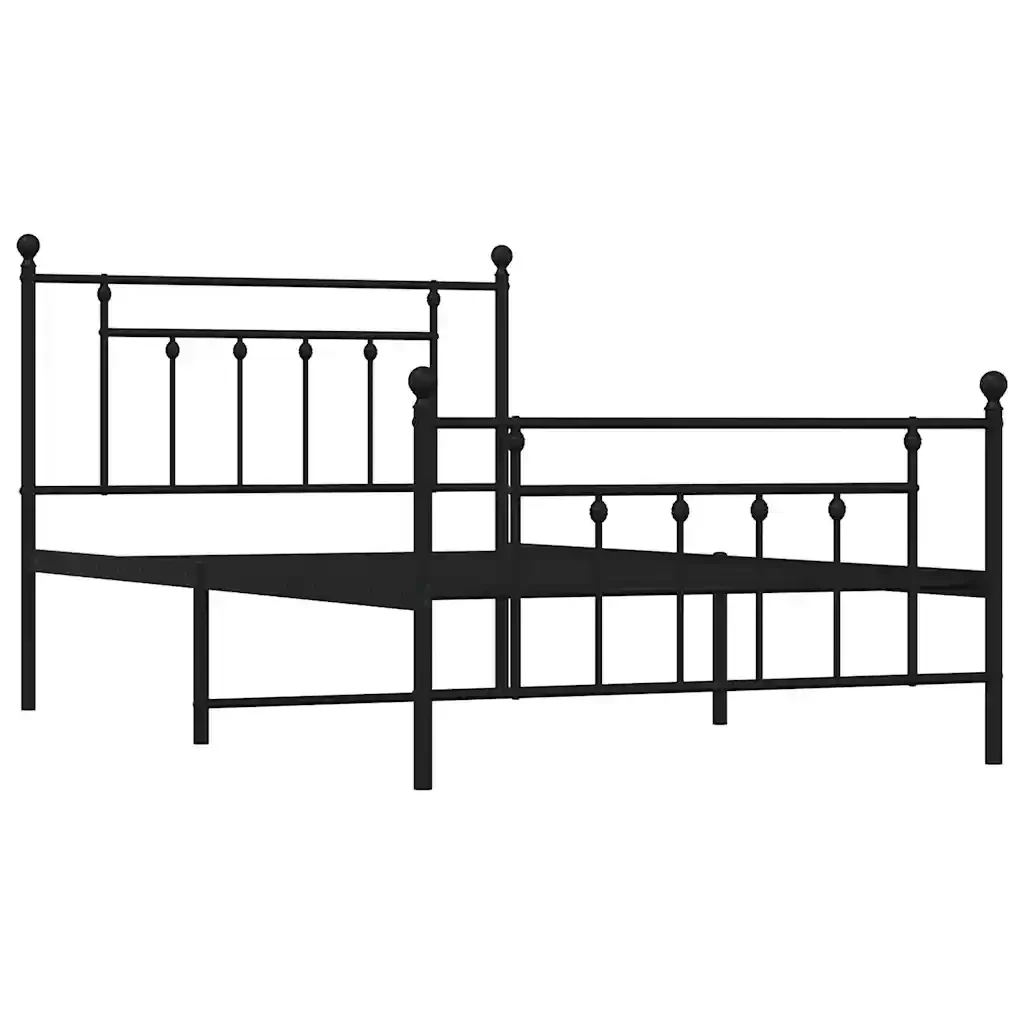 Letto singolo | Letto per adulti | Giroletto con Testiera e Pediera Metallo Nero 100x200 cm - Image 3
