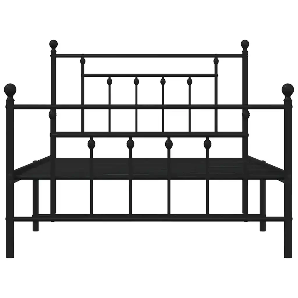 Letto singolo | Letto per adulti | Giroletto con Testiera e Pediera Metallo Nero 100x200 cm - Image 6