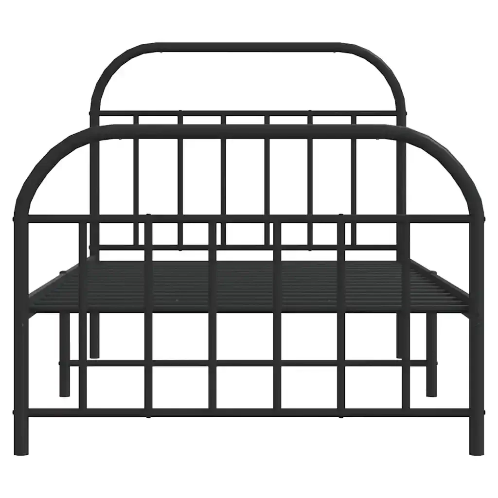 Letto singolo | Letto per adulti | Giroletto con Testiera e Pediera Metallo Nero 100x200 cm - Image 6