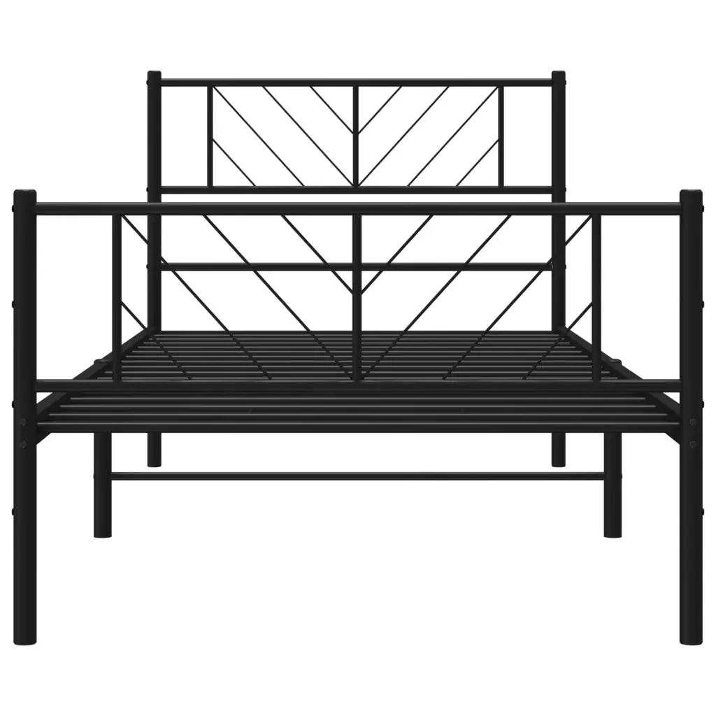 Letto singolo | Letto per adulti | Giroletto con Testiera e Pediera Metallo Nero 107x203 cm - Image 5