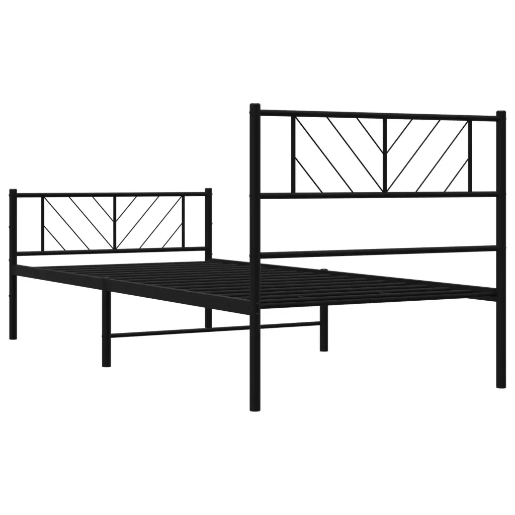 Letto singolo | Letto per adulti | Giroletto con Testiera e Pediera Metallo Nero 107x203 cm - Image 7