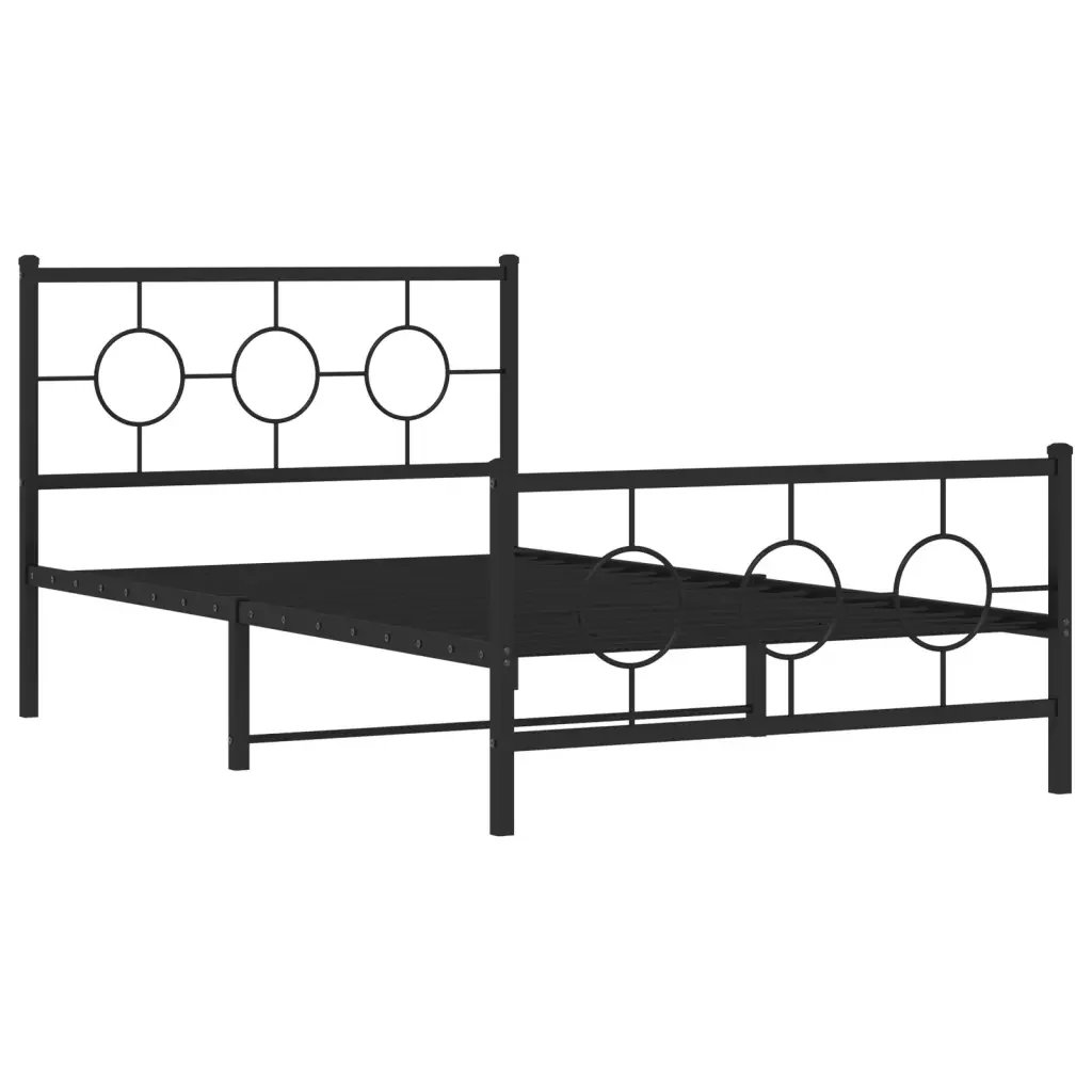 Letto singolo | Letto per adulti | Giroletto con Testiera e Pediera Metallo Nero 107x203 cm - Image 4