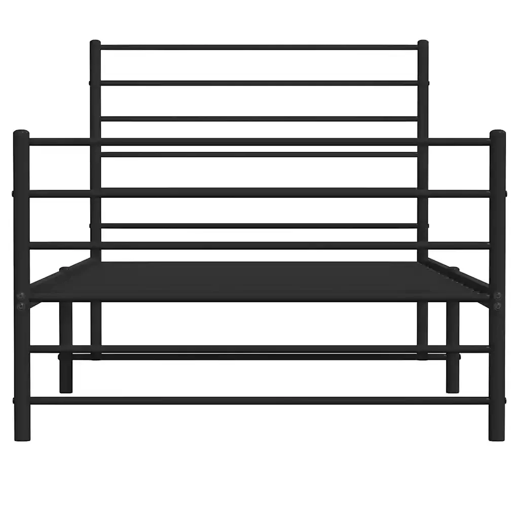 Letto singolo | Letto per adulti | Giroletto con Testiera e Pediera Metallo Nero 107x203 cm - Image 6
