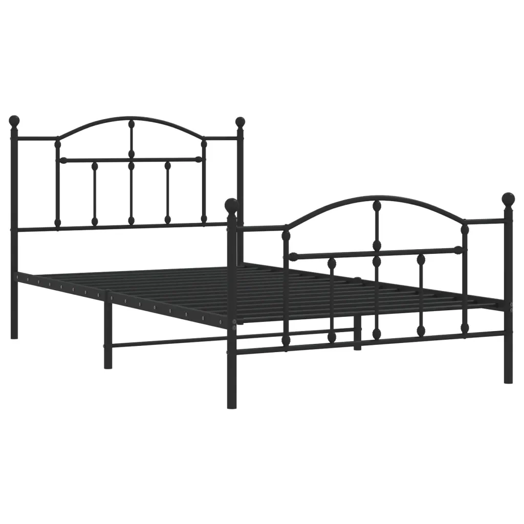 Letto singolo | Letto per adulti | Giroletto con Testiera e Pediera Metallo Nero 107x203 cm - Image 3