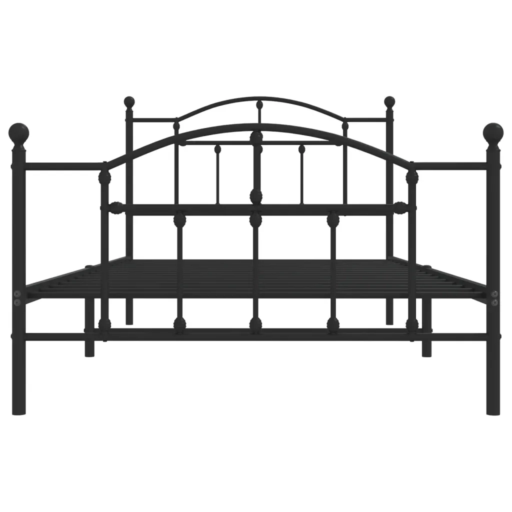 Letto singolo | Letto per adulti | Giroletto con Testiera e Pediera Metallo Nero 107x203 cm - Image 5