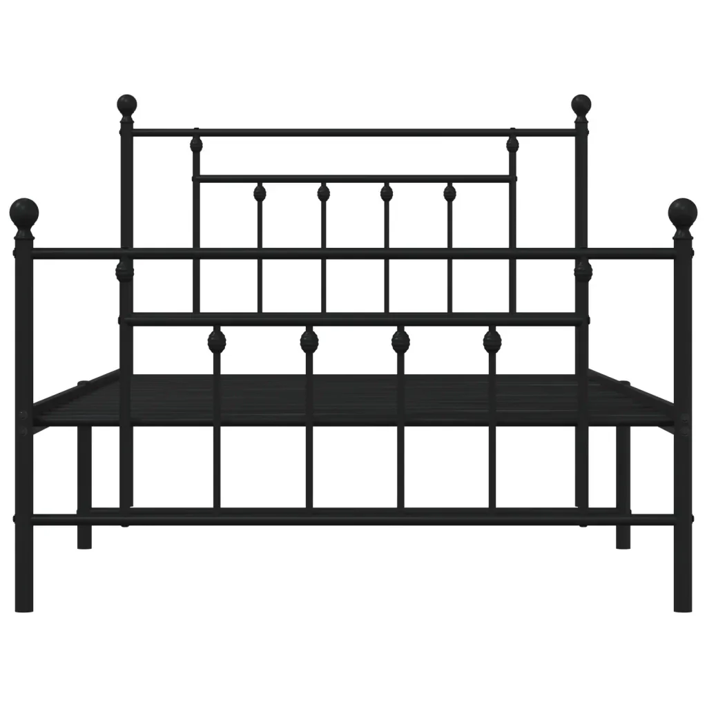 Letto singolo | Letto per adulti | Giroletto con Testiera e Pediera Metallo Nero 107x203 cm - Image 6