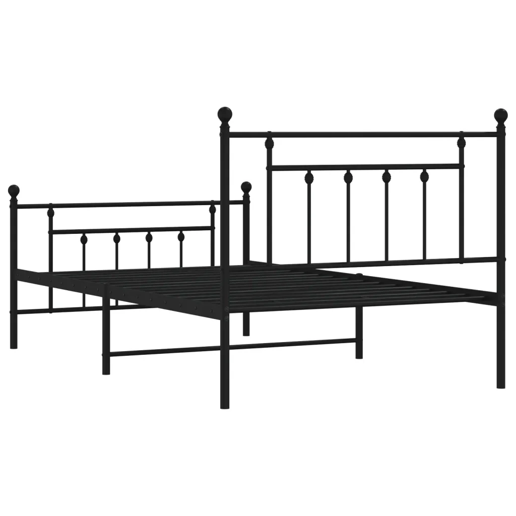 Letto singolo | Letto per adulti | Giroletto con Testiera e Pediera Metallo Nero 107x203 cm - Image 8