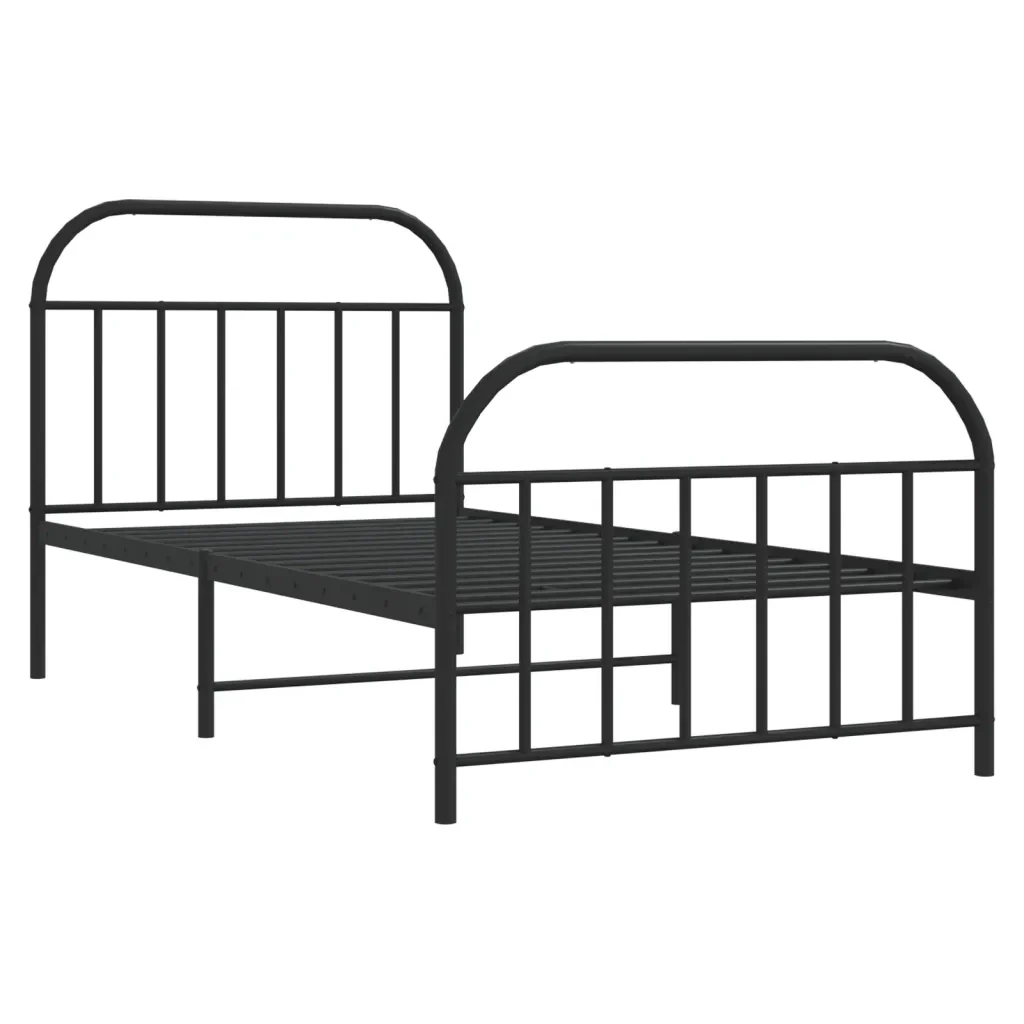 Letto singolo | Letto per adulti | Giroletto con Testiera e Pediera Metallo Nero 107x203 cm - Image 3