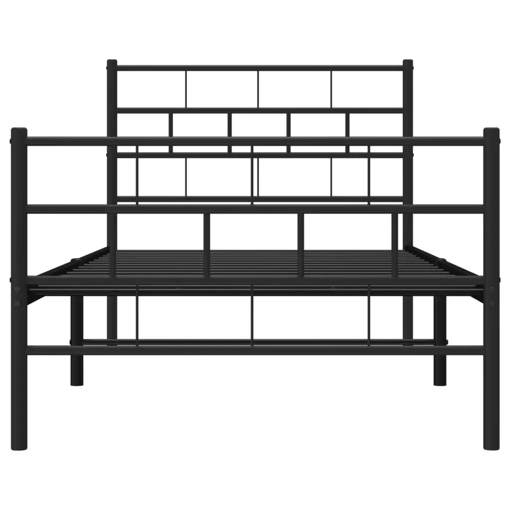 Letto singolo | Letto per adulti | Giroletto con Testiera e Pediera Metallo Nero 107x203 cm - Image 5