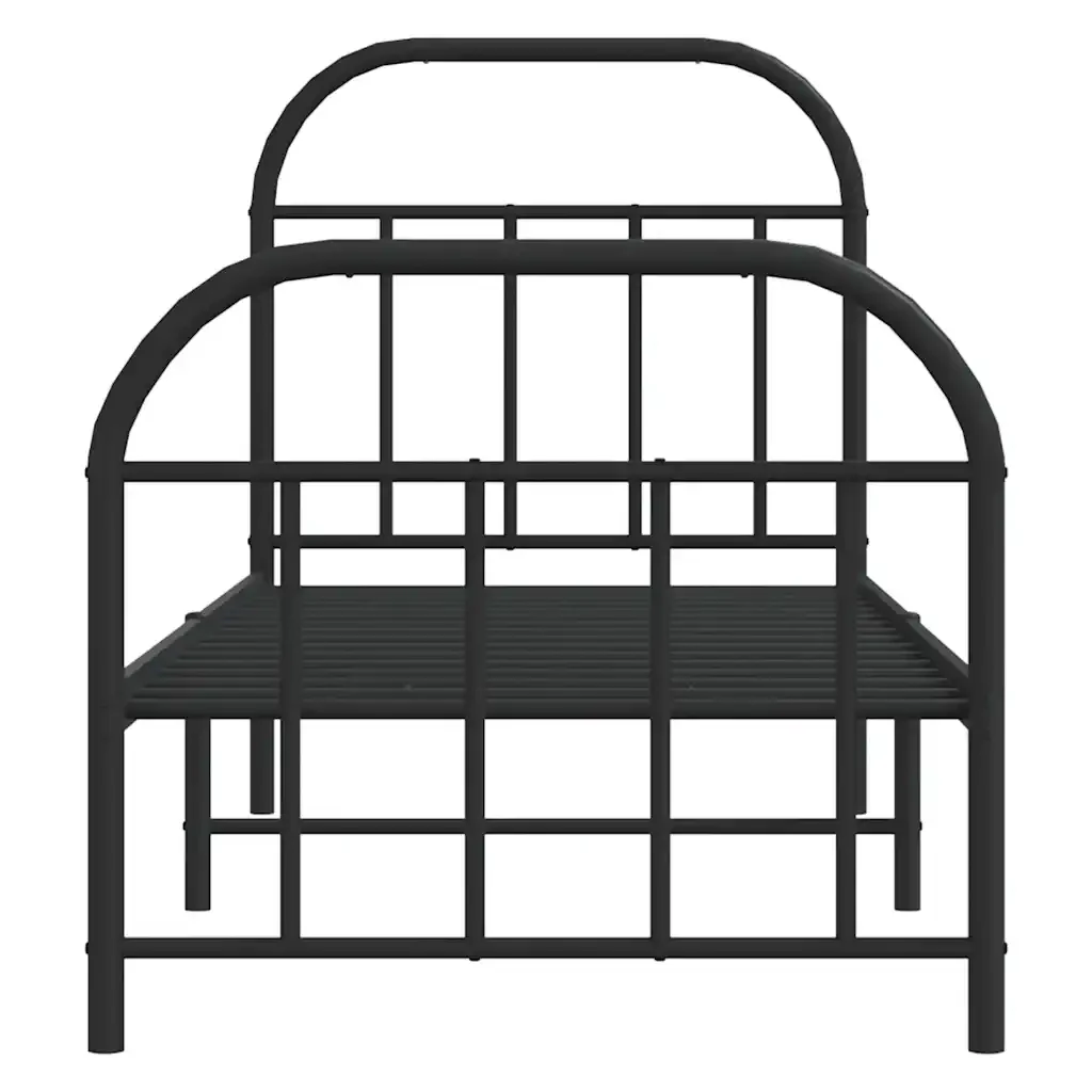 Letto singolo | Letto per adulti | Giroletto con Testiera e Pediera Metallo Nero 75x190 cm - Image 6