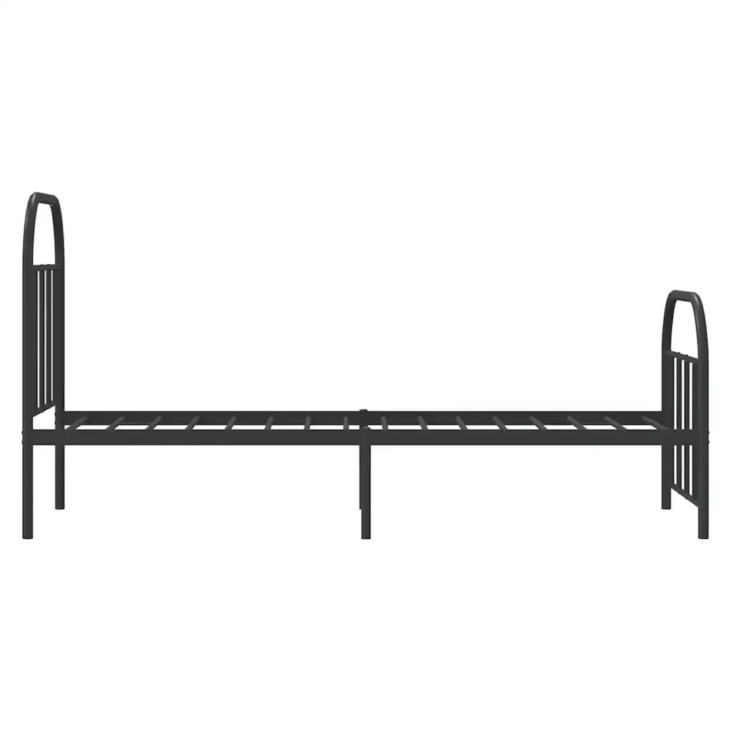 Letto singolo | Letto per adulti | Giroletto con Testiera e Pediera Metallo Nero 75x190 cm - Image 7