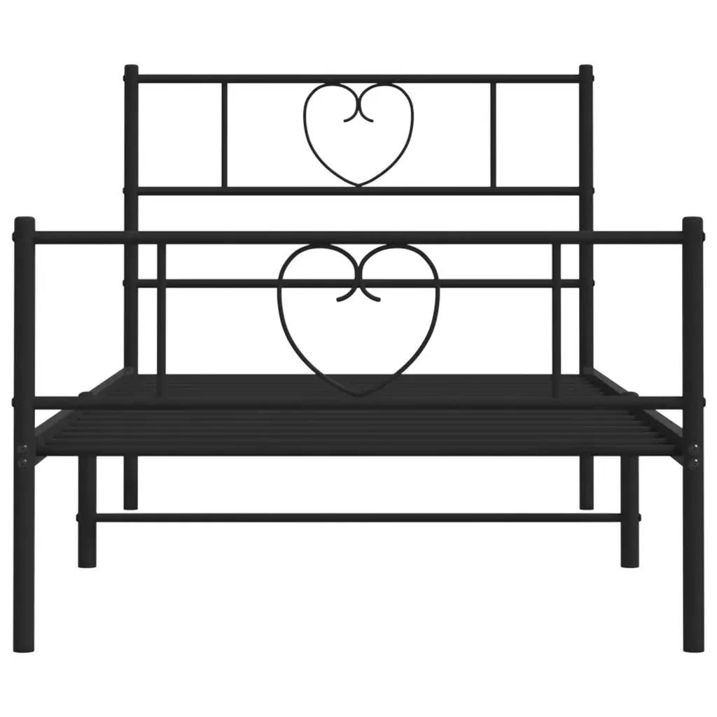 Letto singolo | Letto per adulti | Giroletto con Testiera e Pediera Metallo Nero 75x190 cm - Image 5