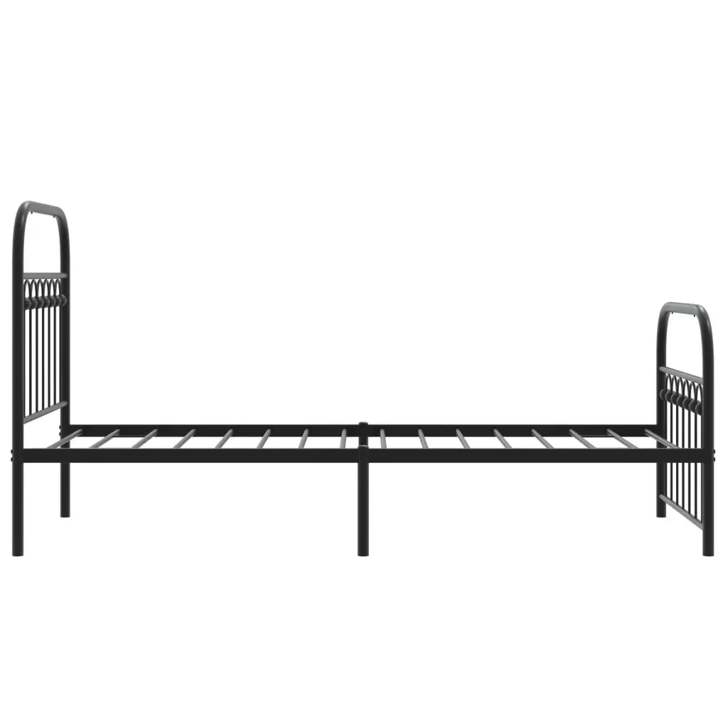 Letto singolo | Letto per adulti | Giroletto con Testiera e Pediera Metallo Nero 75x190 cm - Image 5