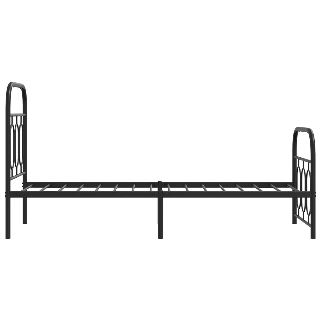 Letto singolo | Letto per adulti | Giroletto con Testiera e Pediera Metallo Nero 75x190 cm - Image 5