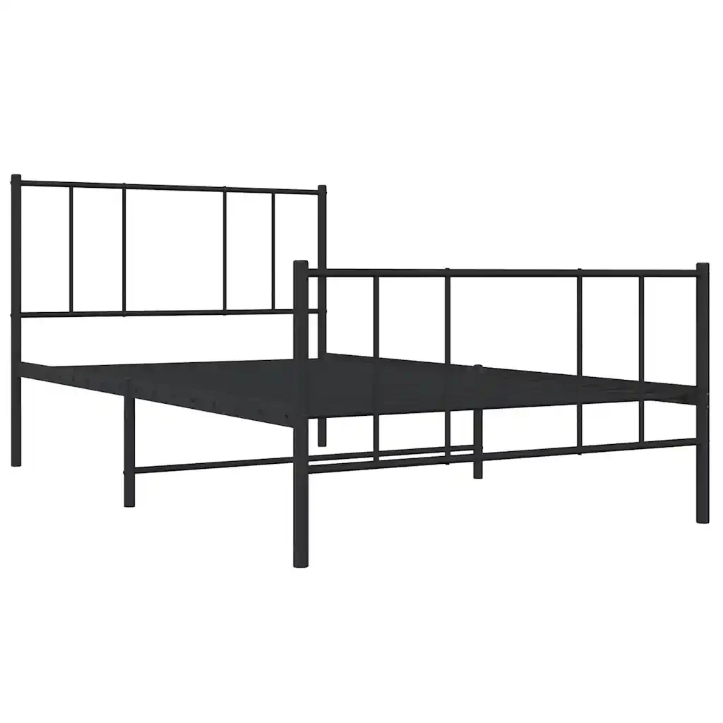 Letto singolo | Letto per adulti | Giroletto con Testiera e Pediera Metallo Nero 75x190 cm - Image 3