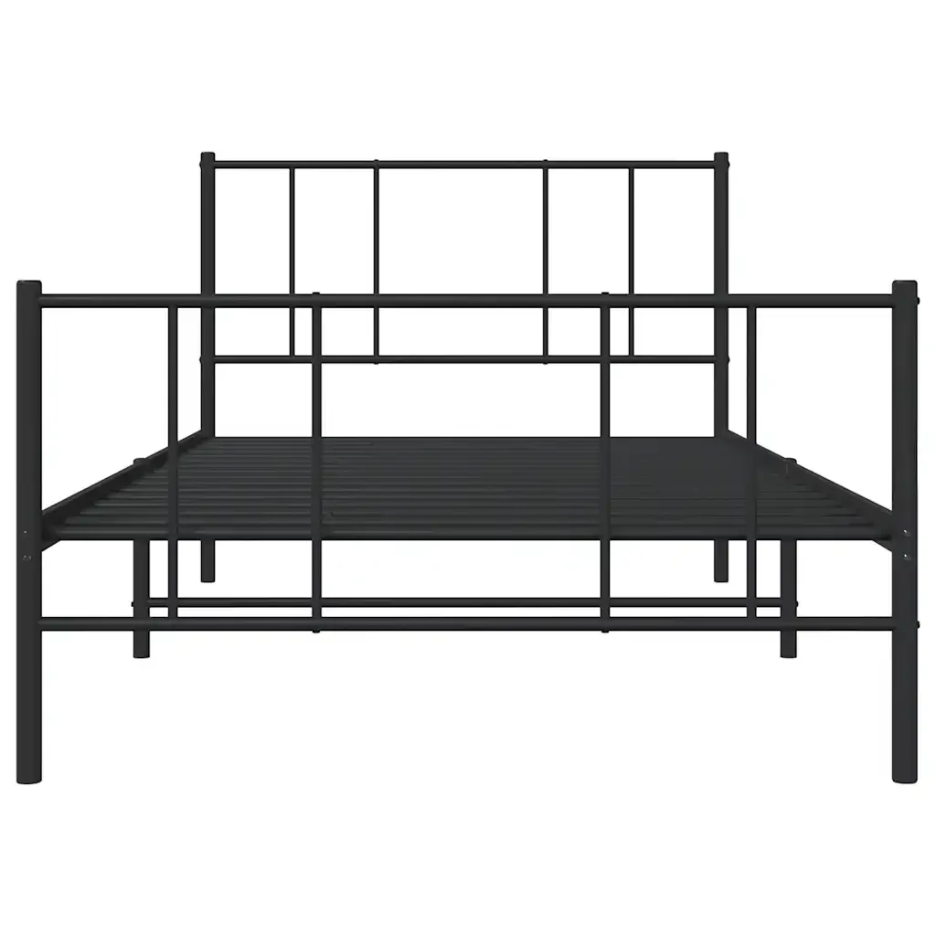 Letto singolo | Letto per adulti | Giroletto con Testiera e Pediera Metallo Nero 75x190 cm - Image 6