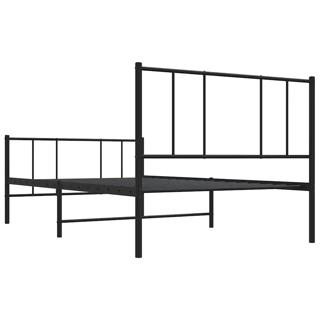 Letto singolo | Letto per adulti | Giroletto con Testiera e Pediera Metallo Nero 75x190 cm - Image 8