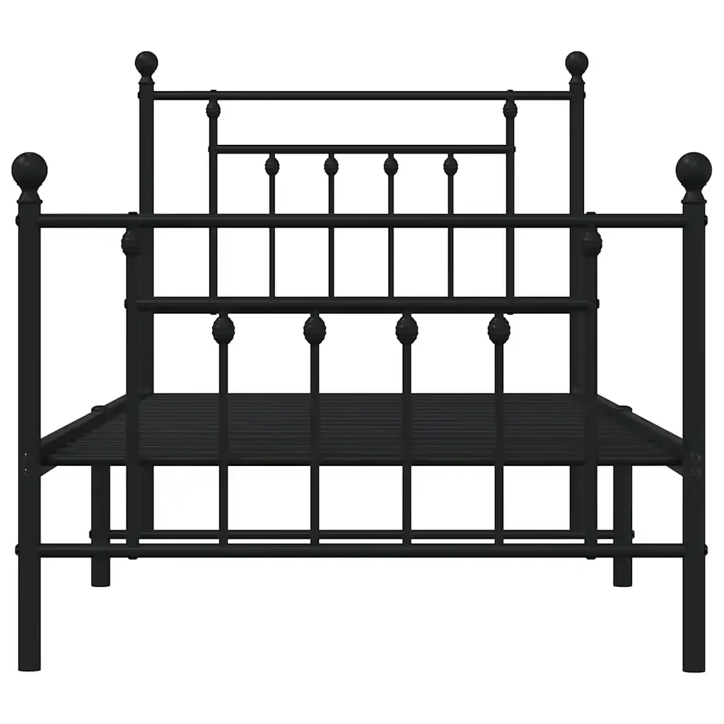 Letto singolo | Letto per adulti | Giroletto con Testiera e Pediera Metallo Nero 80x200 cm - Image 6