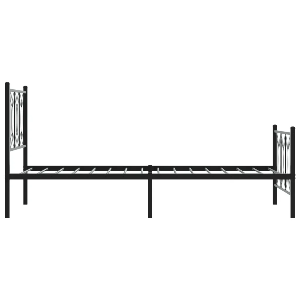 Letto singolo | Letto per adulti | Giroletto con Testiera e Pediera Metallo Nero 80x200 cm - Image 5