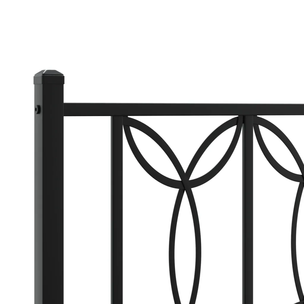 Letto singolo | Letto per adulti | Giroletto con Testiera e Pediera Metallo Nero 80x200 cm - Image 7