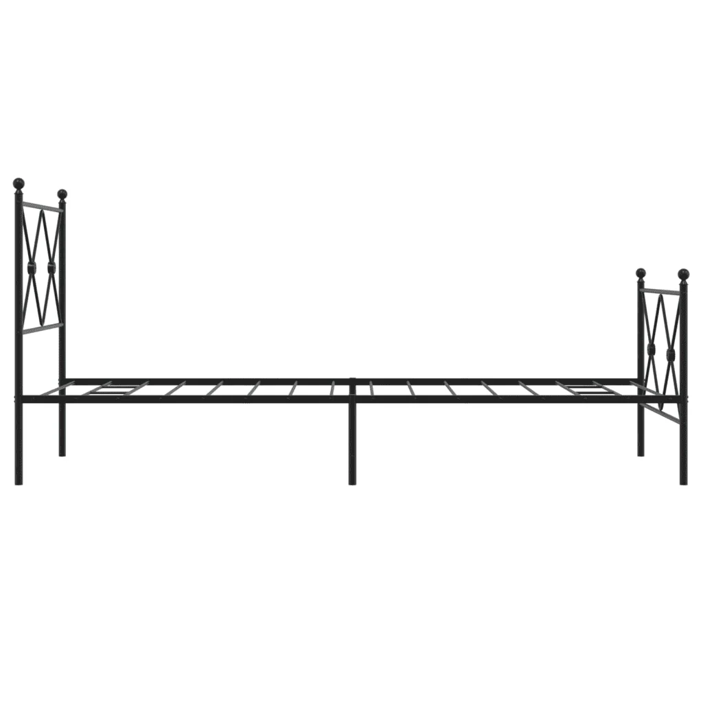 Letto singolo | Letto per adulti | Giroletto con Testiera e Pediera Metallo Nero 80x200 cm - Image 5