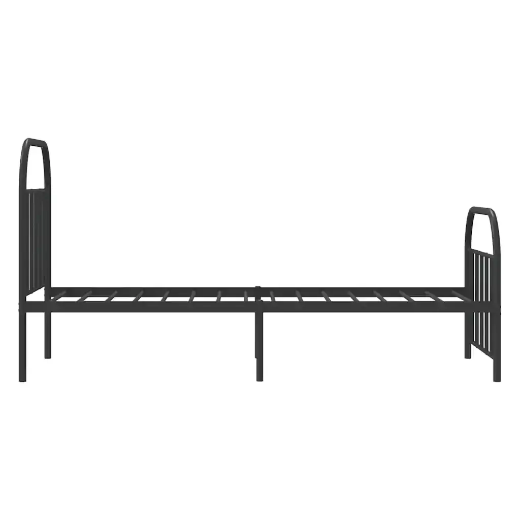 Letto singolo | Letto per adulti | Giroletto con Testiera e Pediera Metallo Nero 90x190 cm - Image 7