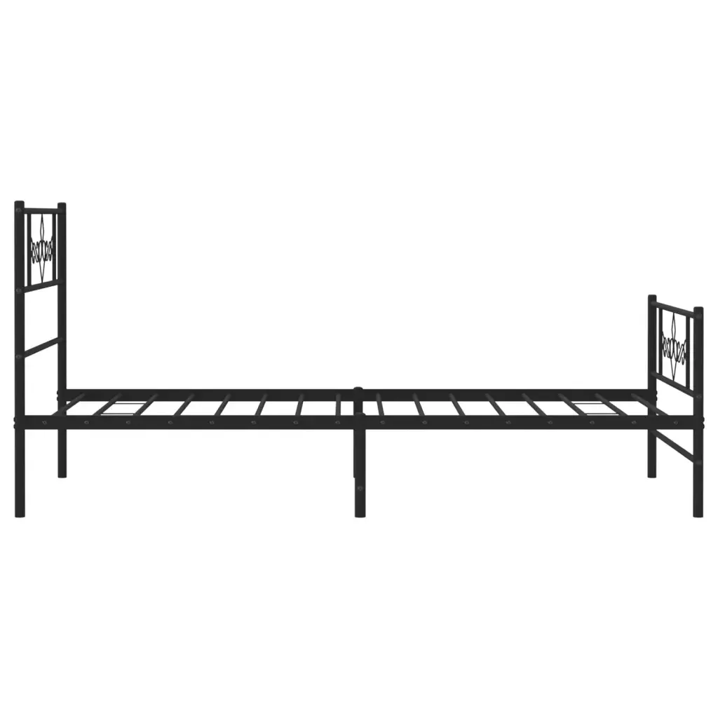 Letto singolo | Letto per adulti | Giroletto con Testiera e Pediera Metallo Nero 90x190 cm - Image 6