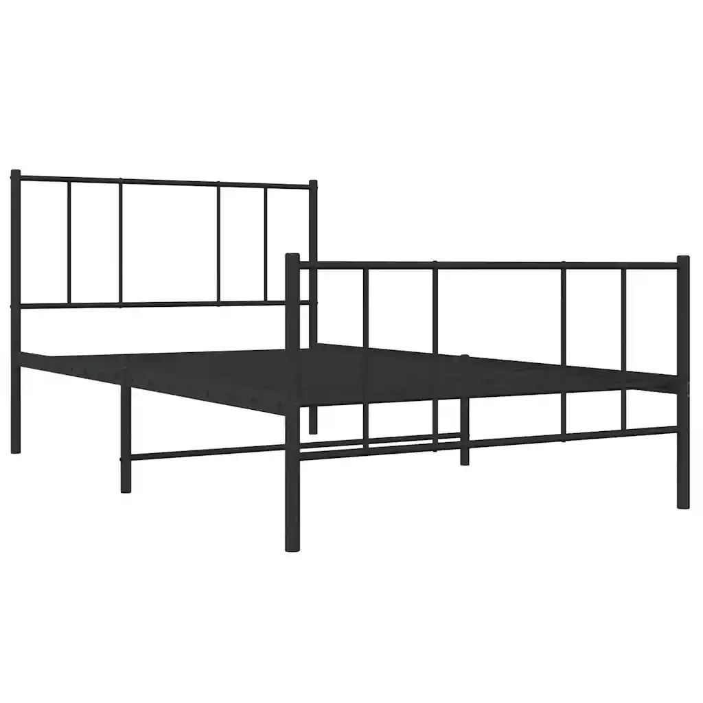Letto singolo | Letto per adulti | Giroletto con Testiera e Pediera Metallo Nero 90x190 cm - Image 3