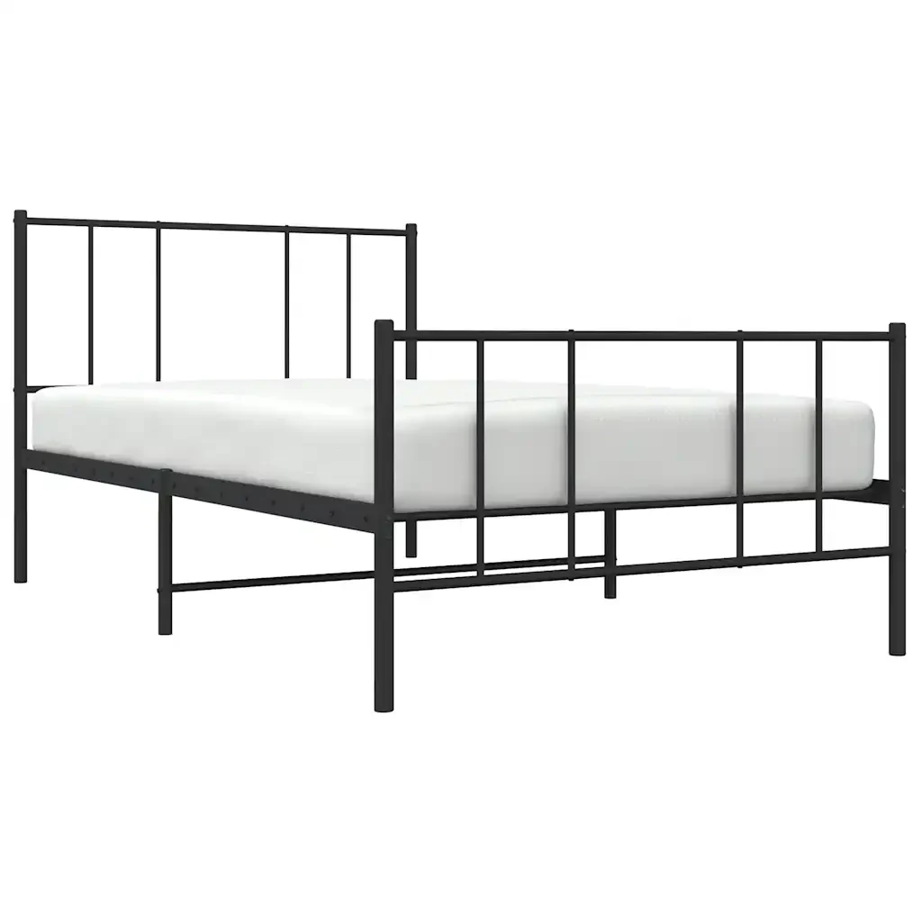 Letto singolo | Letto per adulti | Giroletto con Testiera e Pediera Metallo Nero 90x190 cm - Image 5