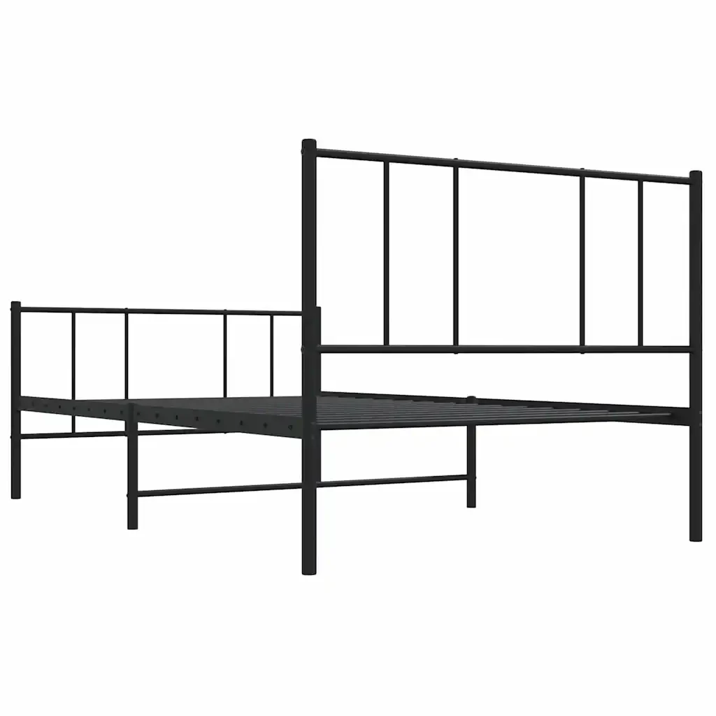 Letto singolo | Letto per adulti | Giroletto con Testiera e Pediera Metallo Nero 90x190 cm - Image 8