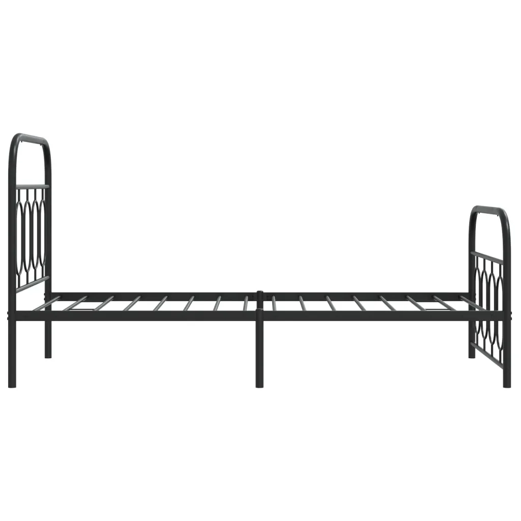 Letto singolo | Letto per adulti | Giroletto con Testiera e Pediera Metallo Nero 90x200 cm - Image 5