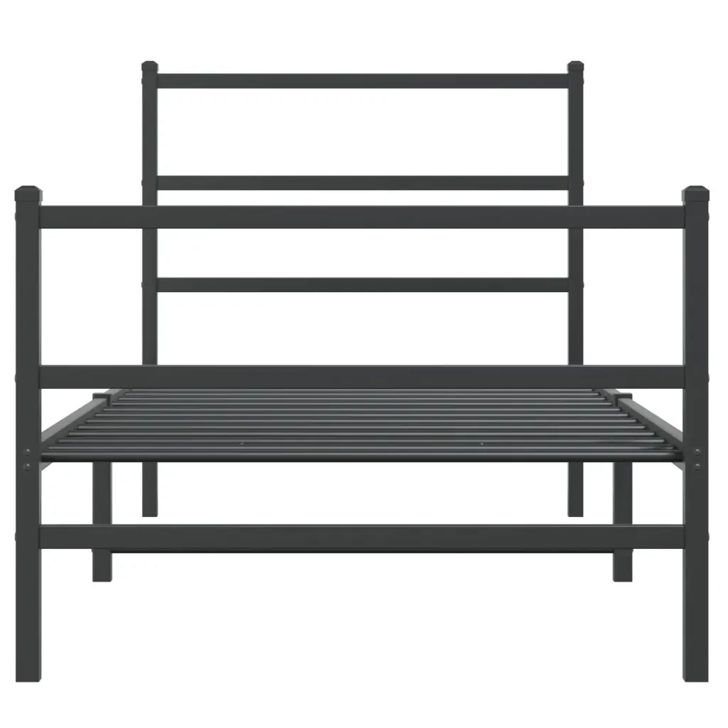 Letto singolo | Letto per adulti | Giroletto con Testiera e Pediera Metallo Nero 90x200 cm - Image 5
