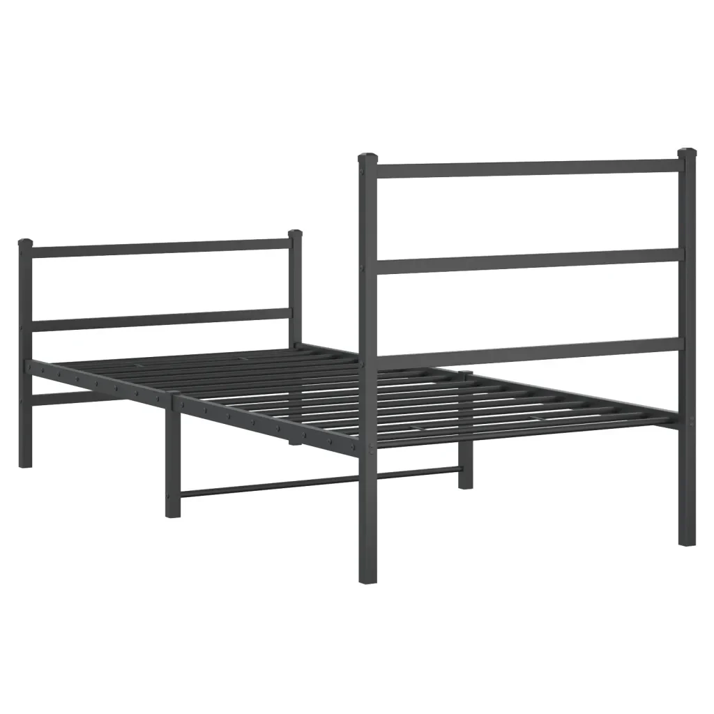 Letto singolo | Letto per adulti | Giroletto con Testiera e Pediera Metallo Nero 90x200 cm - Image 7