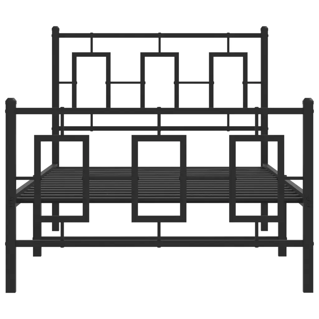 Letto singolo | Letto per adulti | Giroletto con Testiera e Pediera Metallo Nero 90x200 cm - Image 5