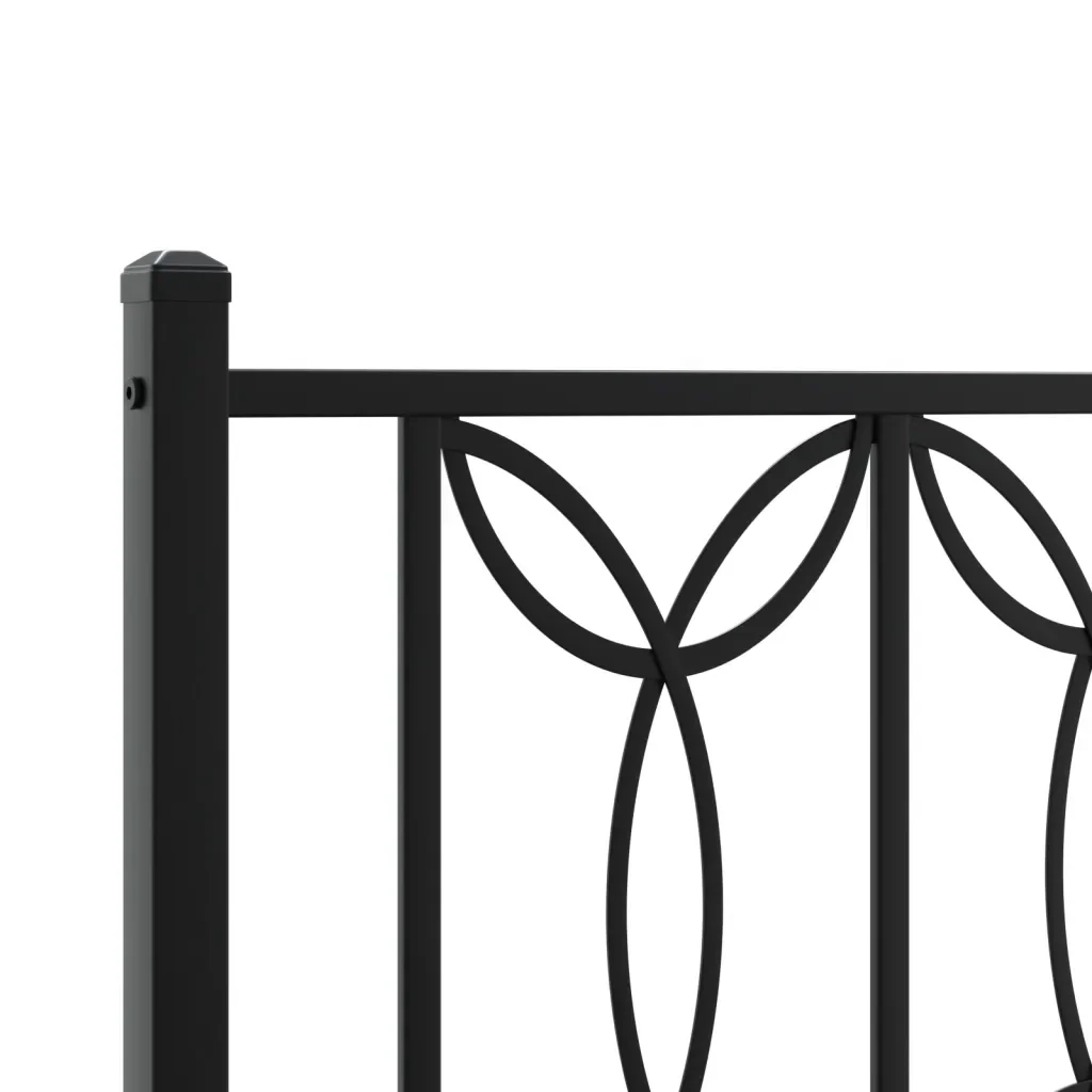Letto singolo | Letto per adulti | Giroletto con Testiera e Pediera Metallo Nero 90x200 cm - Image 7