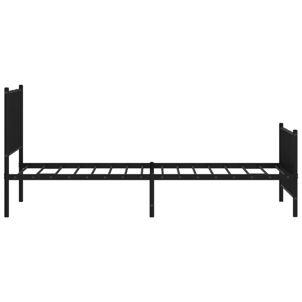 Letto singolo | Letto per adulti | Giroletto con Testiera e Pediera Metallo Nero 90x200 cm - Image 6